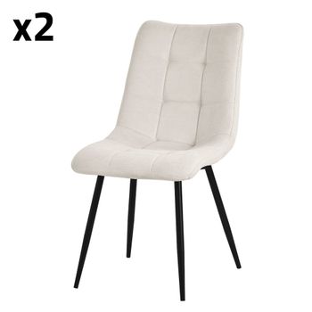 2x Sillas de comedor beige acolchado tapizado suave con respaldo