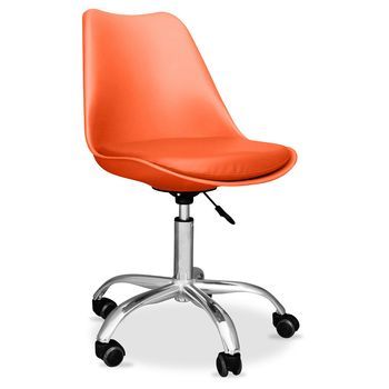 Silla De Oficina Con Ruedas - Silla De Escritorio Giratoria - Tulip Naranja