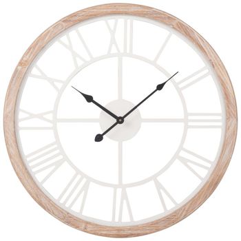 Reloj de pared blanco y beige, diám. 50 cm