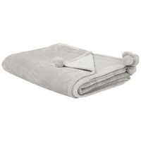 manta de poliester suave gris 150 x 200 cm con pompones saitler