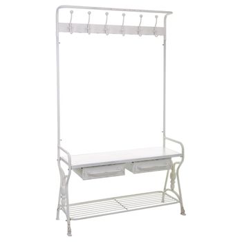 Recibidor con percha de metal blanco 104x39x183