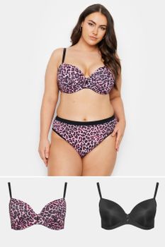 Yours Juego 2 Sujetadores Con Aros: Rosa Leopardo Y Negro