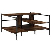 mesa de centro madera ingenieria roble ahumado 100x100x485 cm vidaxl