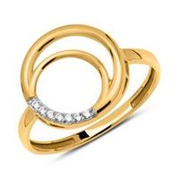 8 quilates anillo de oro circulos con circonita blanca
