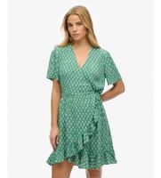 superdry para mujer w8011877a vestido wrap verde xs casual poliester manga corta