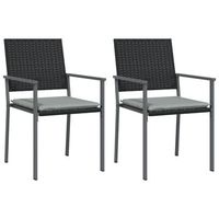 pack 2 uds sillas jardin  silla de exterior  sillon cojines ratan sintetico negro 54x625x89 cm