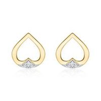 pendientes corazon de oro 14 quilates con diamantes