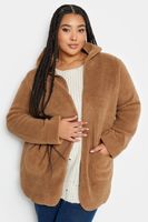 yours luxury chaqueta de peluche marron con capucha mujer curvy y tallas grandes yours
