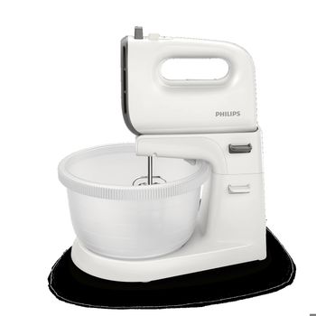 Batidora Amasadora Philips HR3745, 5 Velocidades y Turbo, Varilla con Forma Cónica para incorporación máxima de aire, Vaso Rotatorio de 3 L, Potencia 450 W, Botón Fácil Expulsión Varillas, Patas con