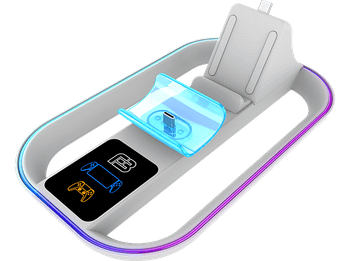 Base de carga - Ardistel BLACKFIRE® Dual Dock RGB, Para PSPortal y DualSense PS5, Blanco