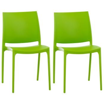 Set De 2 Sillas Apilables Maya Plástico Verde 50x44x81 Cm Clp