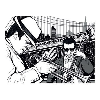 Papel Pintado 3d - Nueva York, Música, Jazz... (400x309 Cm)