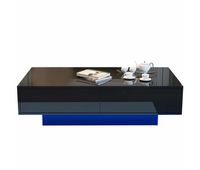 mesa de centro moderna 115 x 55 x 34 cm - 2 cajones iluminacion led 30 kg de capacidad - negro