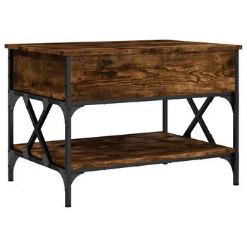 Mesa De Centro Madera Ingeniería Metal Roble Humo 70x50x50 Cm Vidaxl