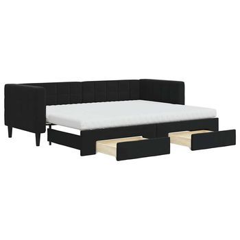 Sofá Cama Nido Con Cajones Terciopelo Negro 80x200 Cm Vidaxl