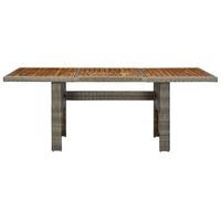mesa de jardin  mesa de exterior ratan sintetico marron y madera maciza acacia