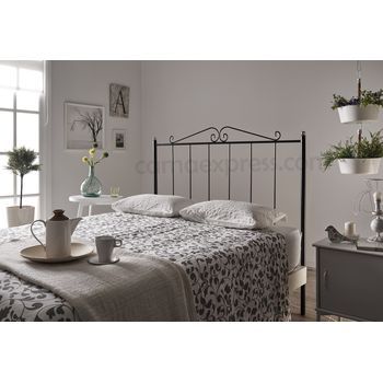 Cabecero De Forja Mod. 211, Color Negro, Válido Para Cama De 150 Cm