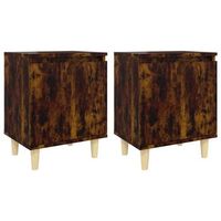 mesita de noche 30x40x50 cm madera trabajada y madera maciza de eucalipto - marron