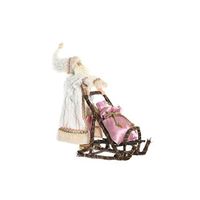 figura poliester madera 42x22x50 trineo rosa