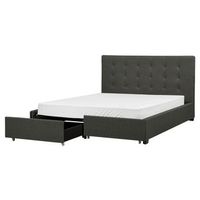 cama con almacenaje de poliester gris oscuro negro 160 x 200 cm la rochelle