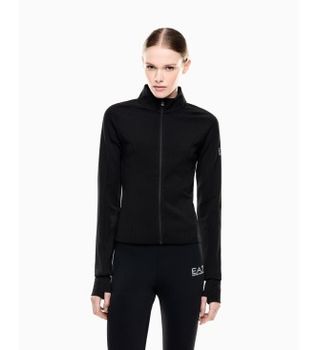 EA7 para mujer. 7W001150_AF12501 Sudadera tipo cárdigan en tejido técnico Natural VENTUS7 Dynamic Athlete negro (M), Deportivo, Poliéster Re