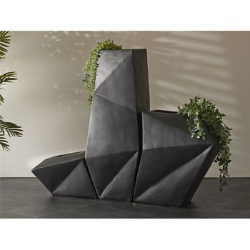 Jarron Triple Lineas Geometricas Negro 91 Cms. 114x32x91 Cms