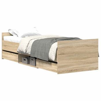 Estructura De Cama Con Cabecero Piecero Roble Sonoma 90x200 Cm Vidaxl