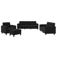 juego de sofas con cojines 4 piezas tela microfibra negro vidaxl