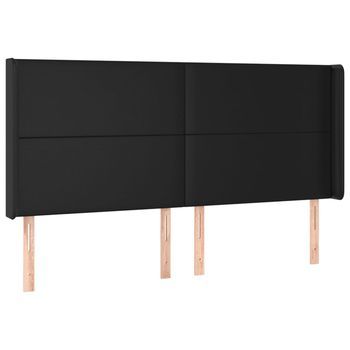Cabecero Con Orejas De Cuero Sintético Negro 163x16x118/128 Cm Vidaxl
