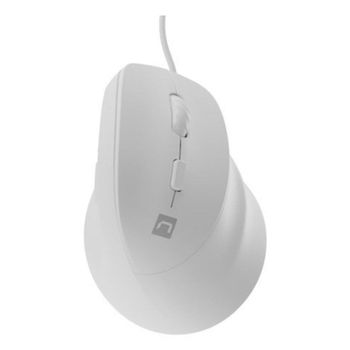 Ratón NATEC con cable 12800 DPI vertical mano derecha LED RGB 6 botones blanco