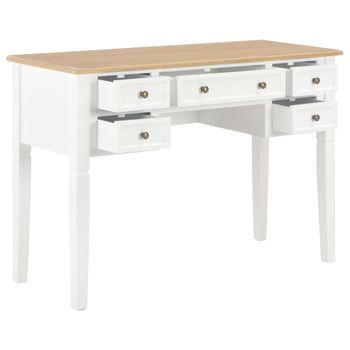 Mesa De Escritorio | | Escritorio De Despacho | Escritorio De Madera Blanco 109,5x45x77,5 Cm