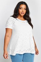 yours camiseta blanca de bordados con calados mujer curvy y tallas grandes yours