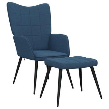 Sillón De Salón | Silla | Sillón De Relax Con Reposapiés Tela Azul