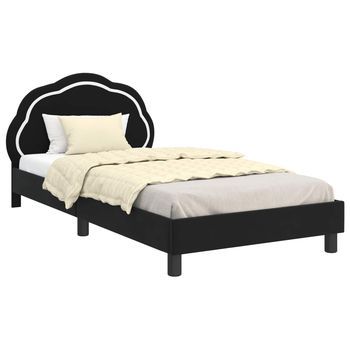 Cama Para Niños Con Cabecero Negro 90 X 200 Cm Terciopelo