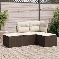 conjunto de sofas de jardin 4 uds  mueble jardin mesa y sillas y cojines ratan sintetico marron cfw175725