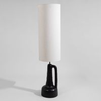 lampara de pie de aluminio negro con pantalla de lino 129 cm