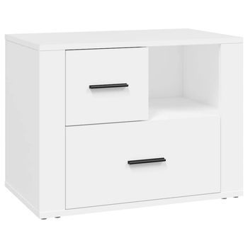 Mesita De Noche Madera Contrachapada Blanco 60x36x45 Cm Vidaxl