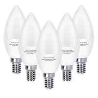 aigostar - bombilla led e14 vela 4w equivalente a 30w luz calida 3000k 320 lumenes  cri 80 ahorro de energia no regulable 5 unidades
