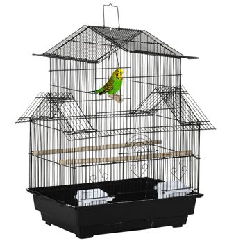 PawHut Jaula para Pájaros 50,5x41x63 cm con 5 Puertas 2 Comederos 2 Perchas