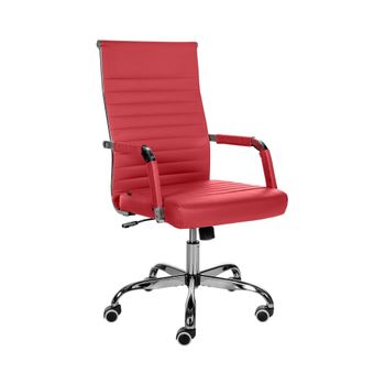 Silla de oficina giratoria regulable en Simil cuero Rojo