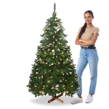 Comet - Árbol De Navidad Con Luces Led Y Piñas Ø100 X 180h, 800 Ramas Y 50 Piñas
