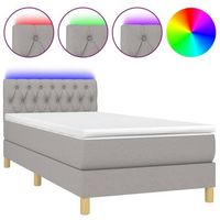 cama para adulto  cama individual  cama box spring con colchon tela y led gris claro 100x200 cm
