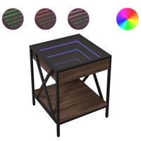 mesita de noche con infinity led marron roble 40x40x49 cm vidaxl