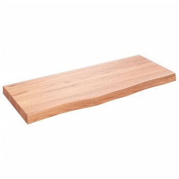 Tablero Mesa Madera Roble Tratada Marrón Claro 100x40x(2-6) Cm Vidaxl