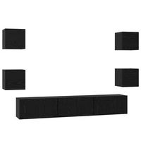 conjunto de mueble de tv 7 uds  mueble de salon  gabinete de tv roble negro madera de ingenieria