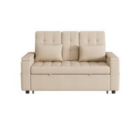sofa cama 2 plazas - con almacenamiento respaldo ajustable cojines y reposabrazos beige