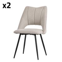 2 sillas de comedor beige poliester tapizado respaldo patas de metal