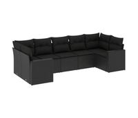 vidaxl set de comedor de jardin 7 pzas y cojines ratan sintetico negro