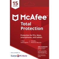 mcafee total protection - 1 user  15 devices for 1 year