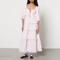 damson madder rebecca broderie anglaise cotton-poplin dress - uk 6